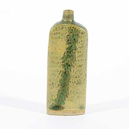 Small handbill pottery bottle by Kathleen Hamilton of British Columbia